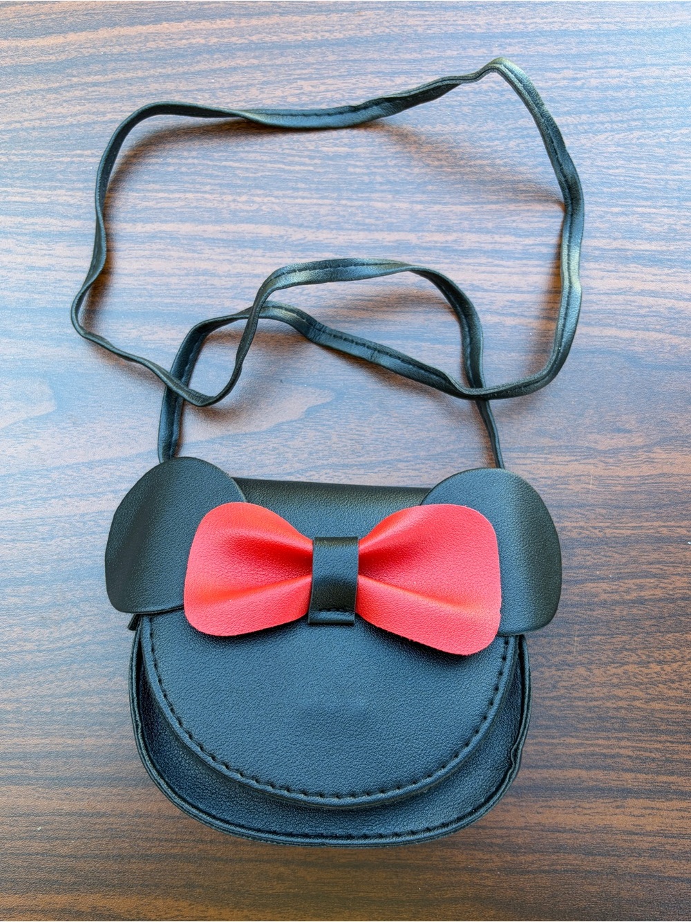 Minnie Mouse Inspired Faux Leather Bow Clutch Crossbody Bag red black